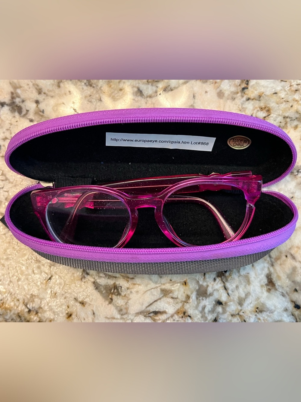 Versace Kids Pink Purple Clear Frame Glasses with Case